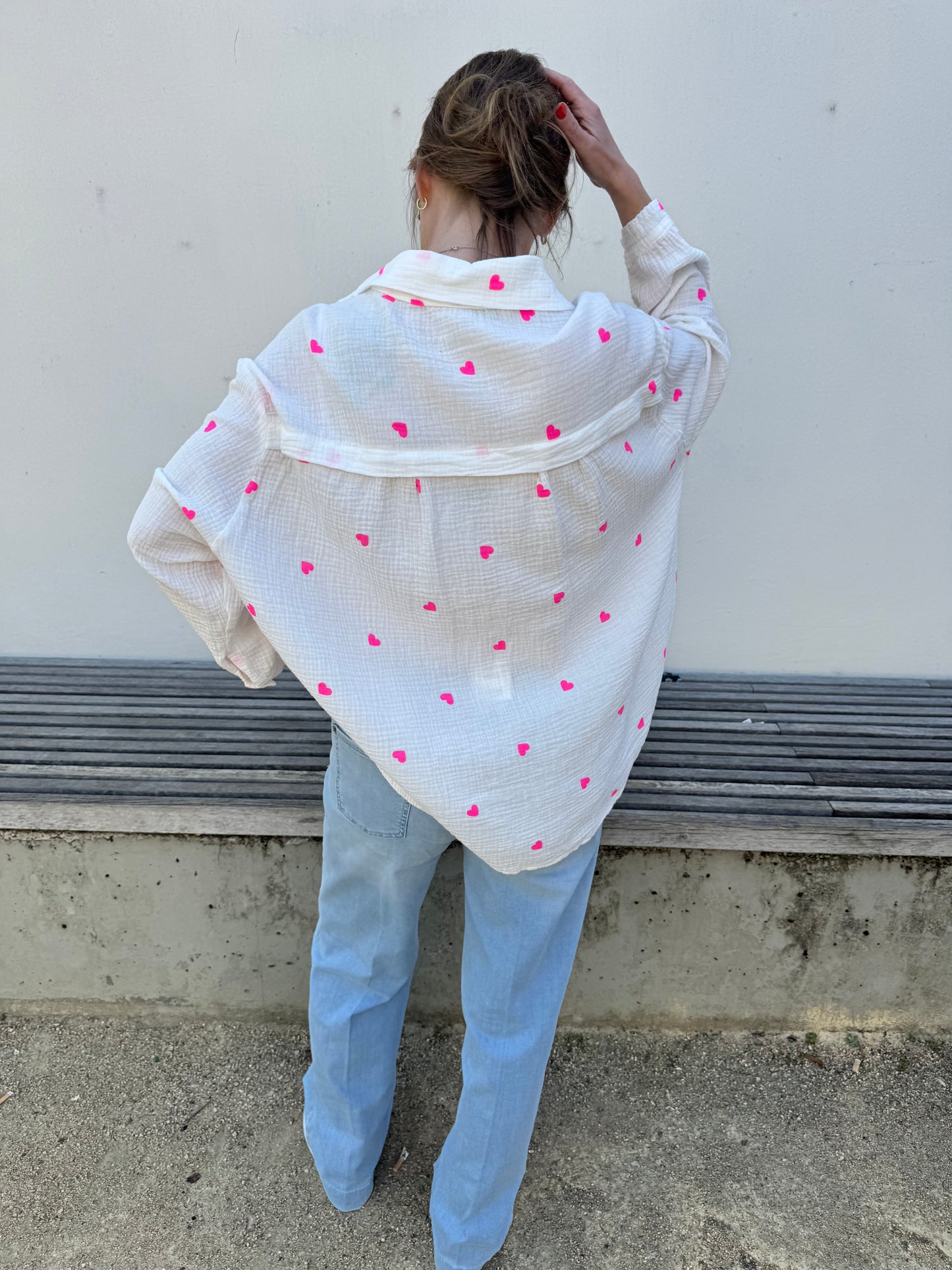 Musselinbluse "Hearts"