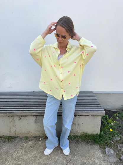 Musselinbluse "Hearts"