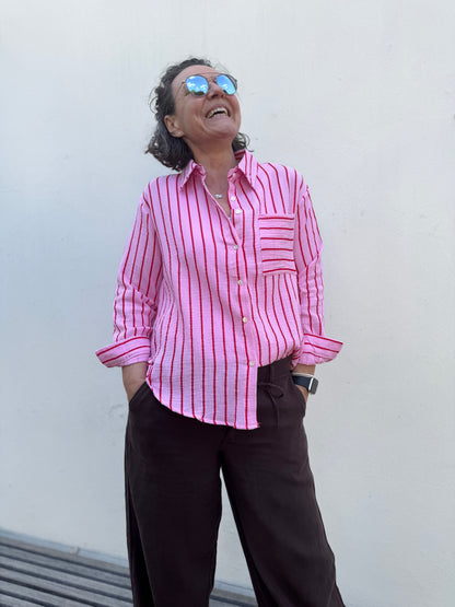 By Rosa Musselinbluse "Stripes“