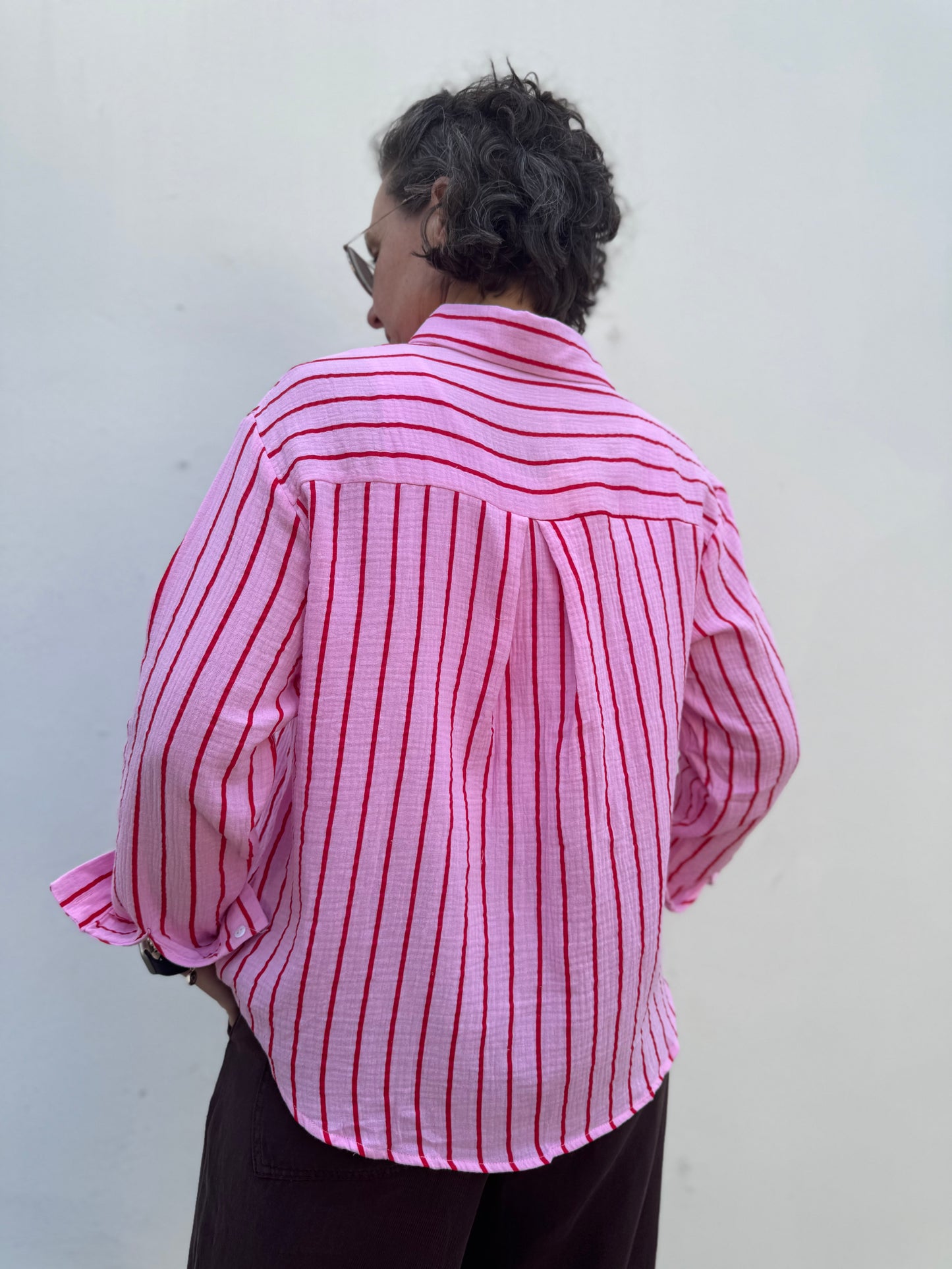 By Rosa Musselinbluse "Stripes“