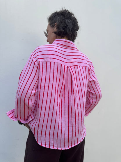 By Rosa Musselinbluse "Stripes“