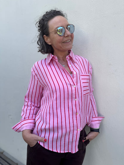By Rosa Musselinbluse "Stripes“