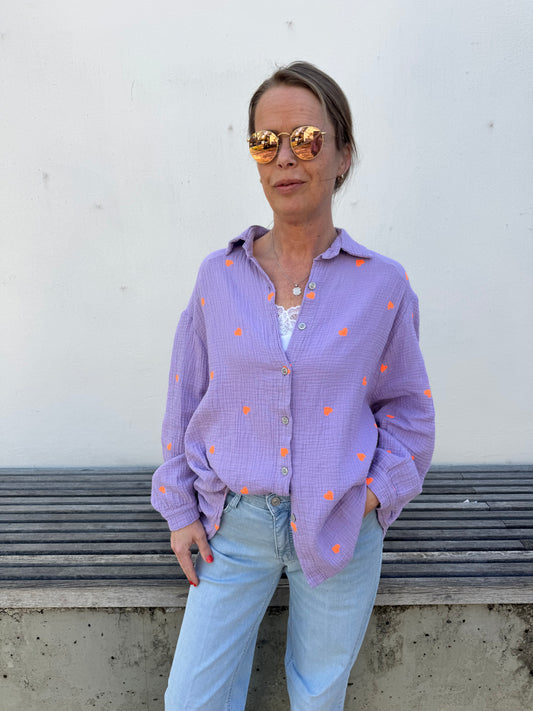 Musselinbluse "Hearts"