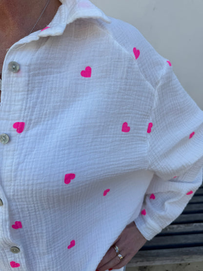 Musselinbluse "Hearts"