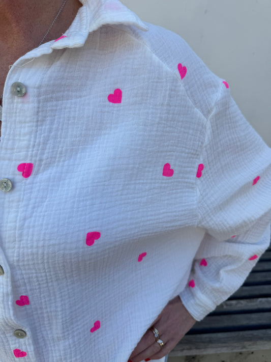 Musselinbluse "Hearts"