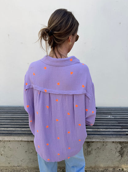 Musselinbluse "Hearts"
