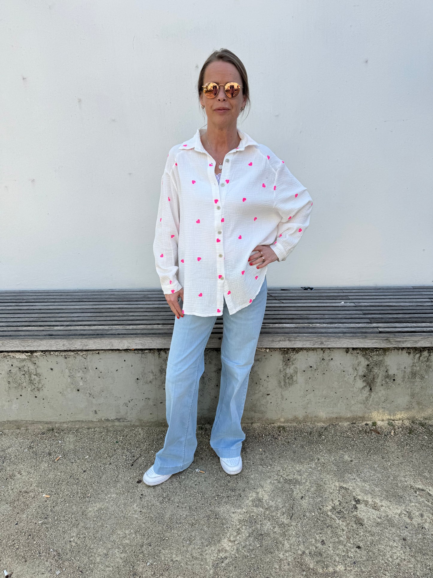 Musselinbluse "Hearts"
