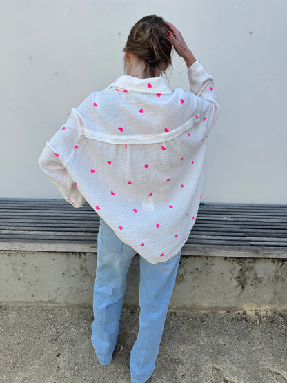 Musselinbluse "Hearts"