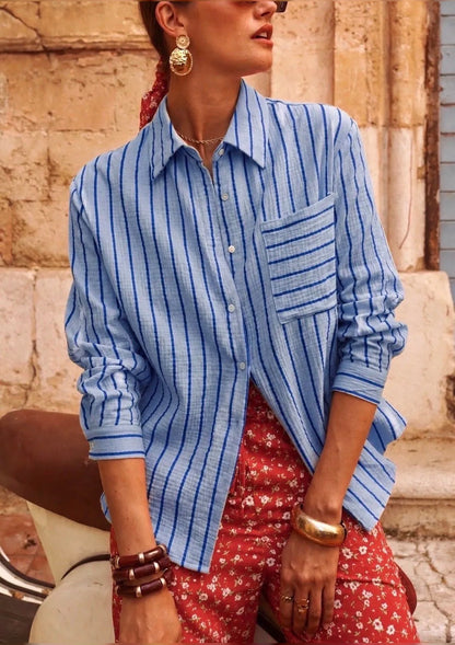 By Rosa Musselinbluse "Stripes“